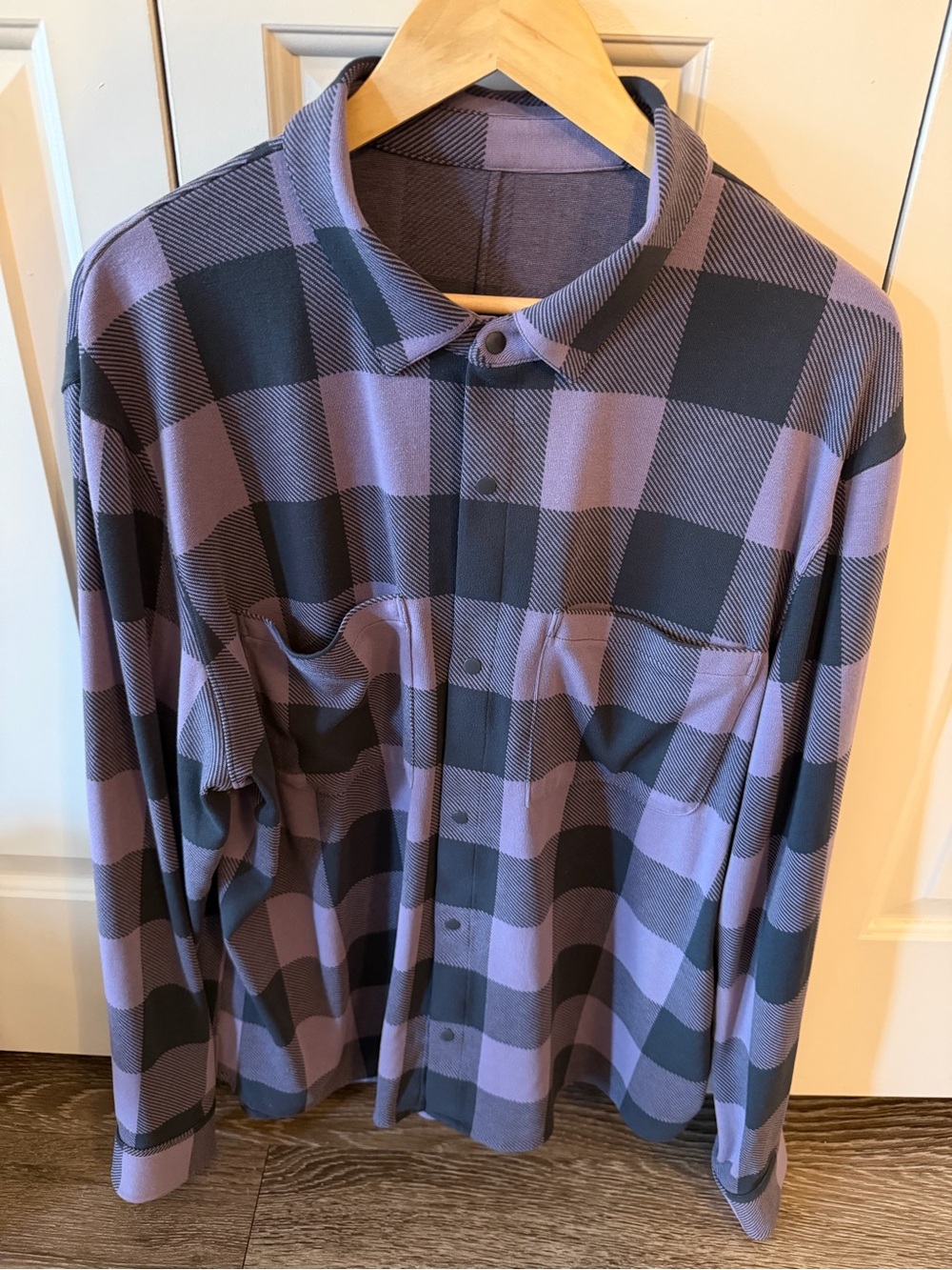 lululemon athletica Purple and Black Plaid Button-Down Shirt
